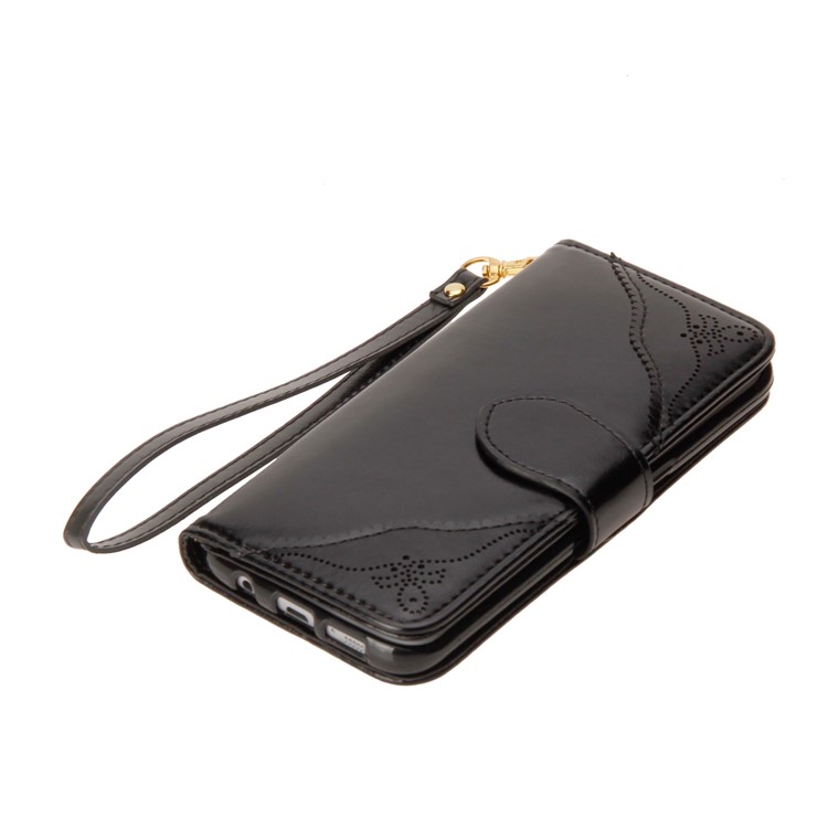 Laser Carving Retro PU Leather Wallet Stand Case for Samsung Galaxy S7 edge SM-G935 - Black-8