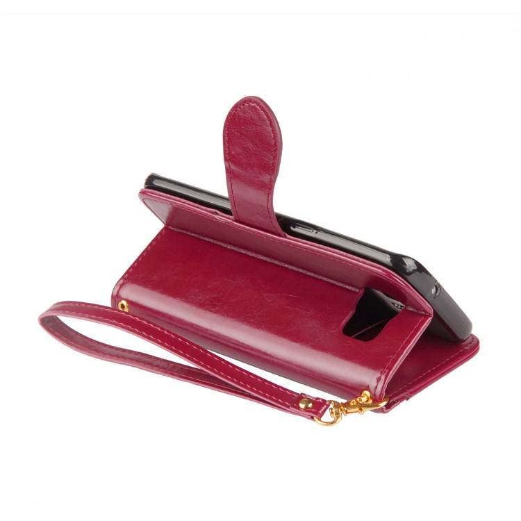 Laser Carving Retro PU Leather Wallet Stand Cover for Samsung Galaxy S7 edge SM-G935 - Red-9