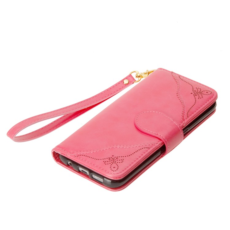 Laser Carving Retro PU Leather Wallet Stand Shell for Samsung Galaxy S7 edge SM-G935 - Rose-11