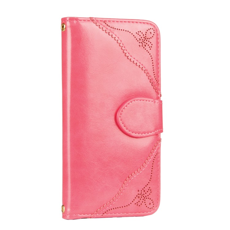 Laser Carving Retro PU Leather Wallet Stand Shell for Samsung Galaxy S7 edge SM-G935 - Rose-6