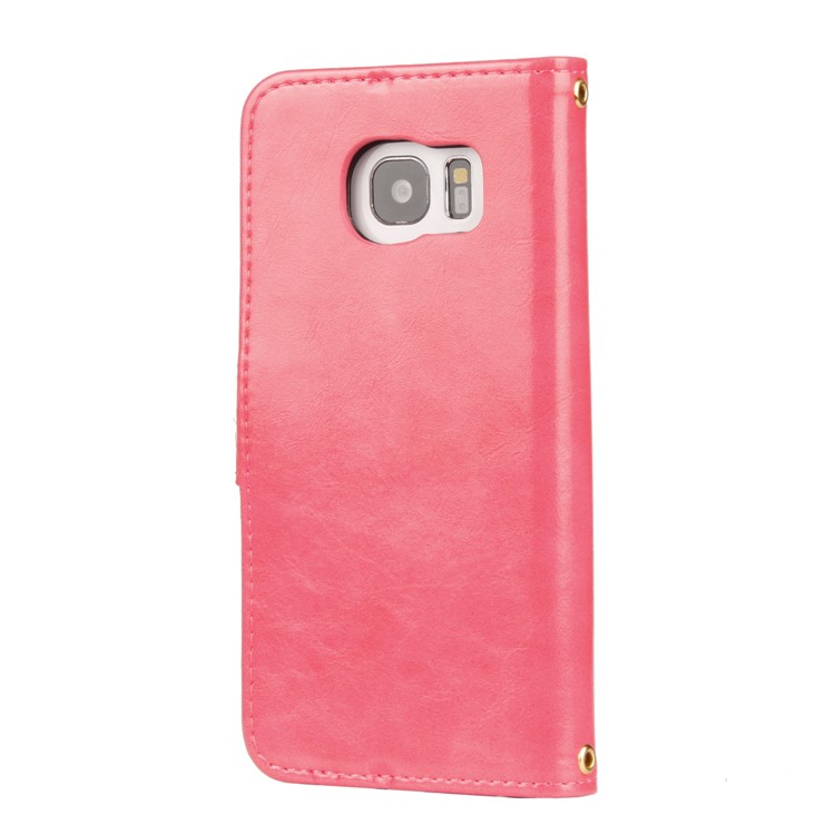 Laser Carving Retro PU Leather Wallet Stand Shell for Samsung Galaxy S7 edge SM-G935 - Rose-7