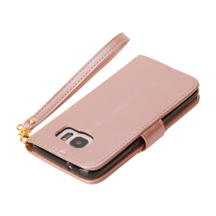Laser Carving Retro PU Leather Wallet Stand Casing for Samsung Galaxy S7 edge SM-G935 - Gold-10