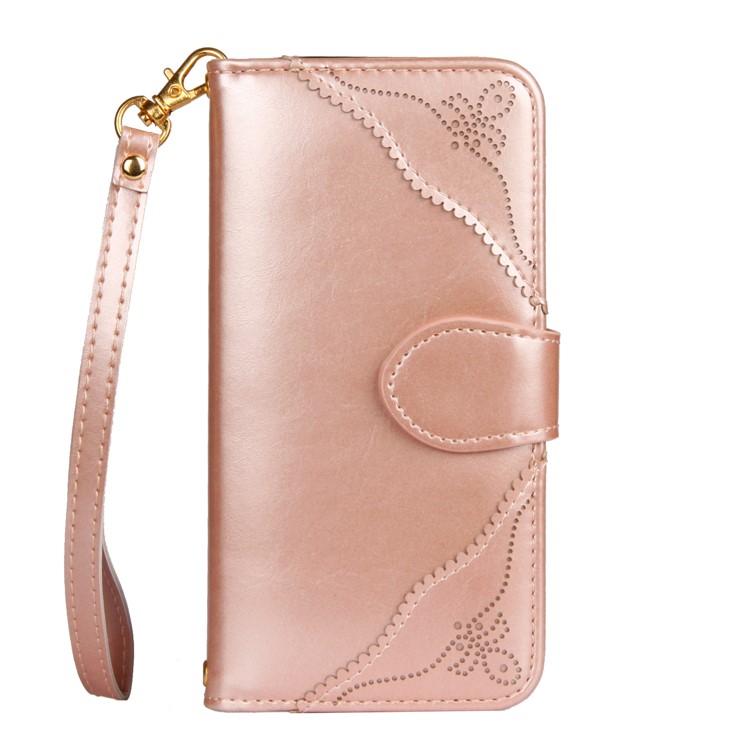 Laser Carving Retro PU Leather Wallet Stand Casing for Samsung Galaxy S7 edge SM-G935 - Gold-2
