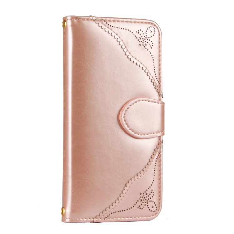 Laser Carving Retro PU Leather Wallet Stand Casing for Samsung Galaxy S7 edge SM-G935 - Gold-6