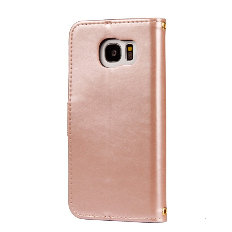 Laser Carving Retro PU Leather Wallet Stand Casing for Samsung Galaxy S7 edge SM-G935 - Gold-7