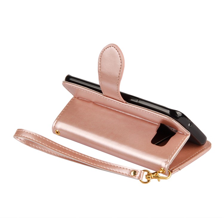Laser Carving Retro PU Leather Wallet Stand Casing for Samsung Galaxy S7 edge SM-G935 - Gold-9