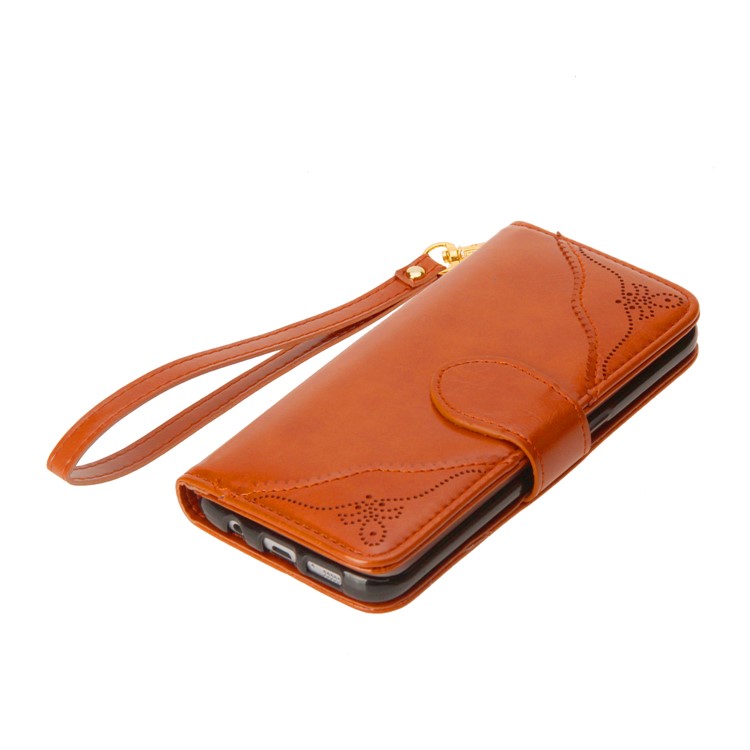 Laser Carving Retro PU Leather Wallet Stand Mobile Phone Case for Samsung Galaxy S7 edge SM-G935 - Brown-11