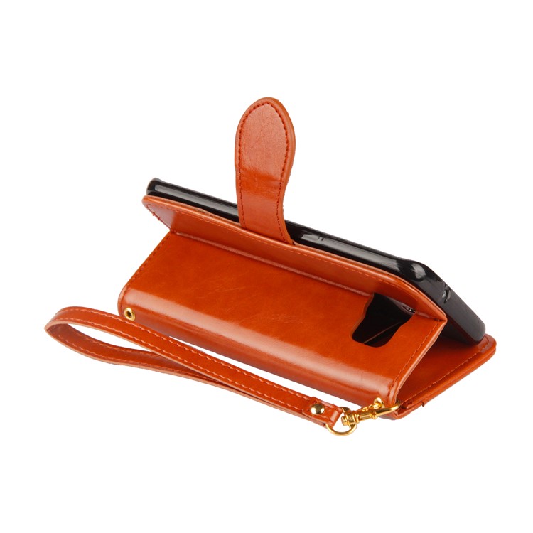 Laser Carving Retro PU Leather Wallet Stand Mobile Phone Case for Samsung Galaxy S7 edge SM-G935 - Brown-9