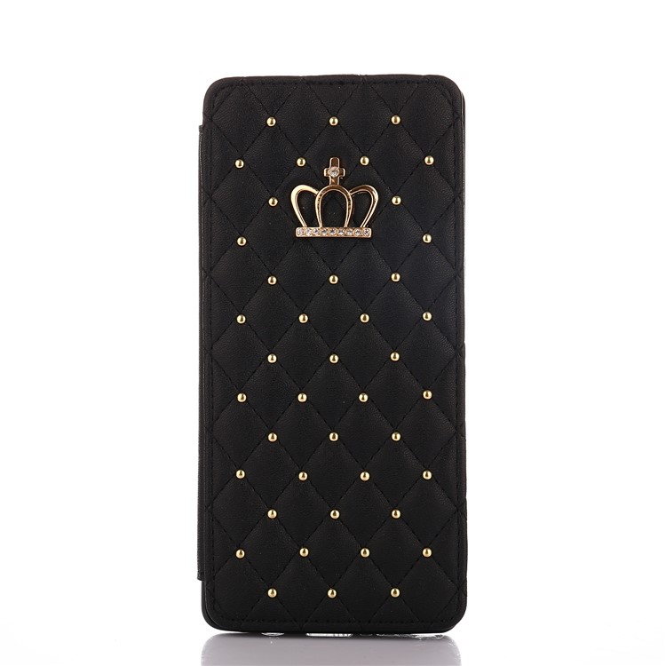 Stitching Rhombus Crown Card Holder Stand Leather Cover for Samsung Galaxy Note 8 N950 - Black-2