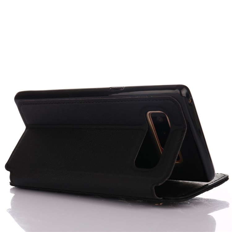 Stitching Rhombus Crown Card Holder Stand Leather Cover for Samsung Galaxy Note 8 N950 - Black-4