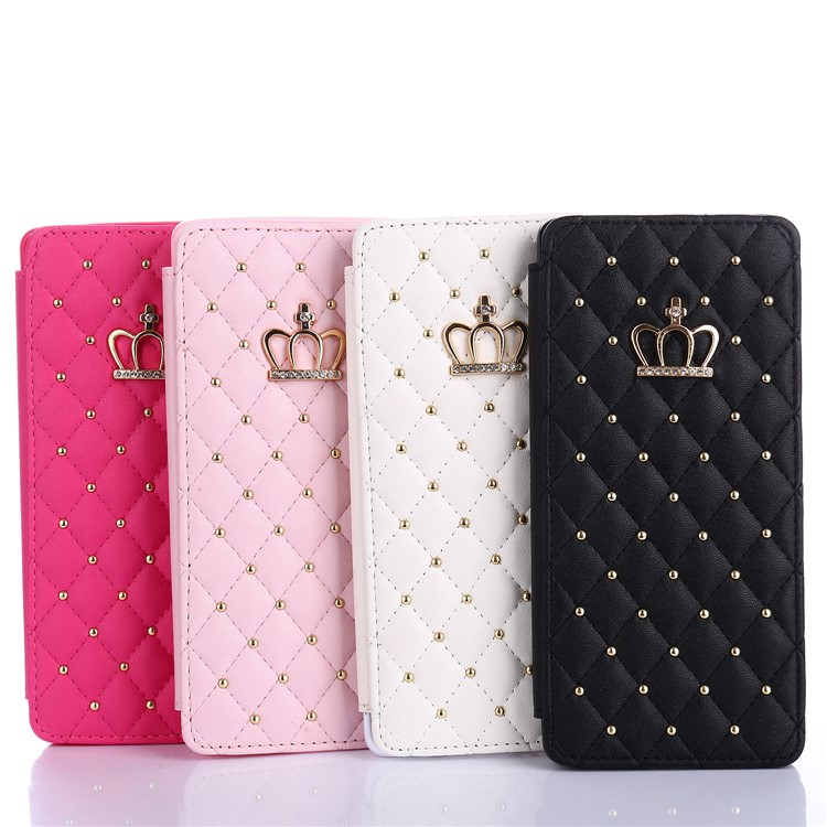 Stitching Rhombus Crown Card Holder Stand Leather Cover for Samsung Galaxy Note 8 N950 - Black-6