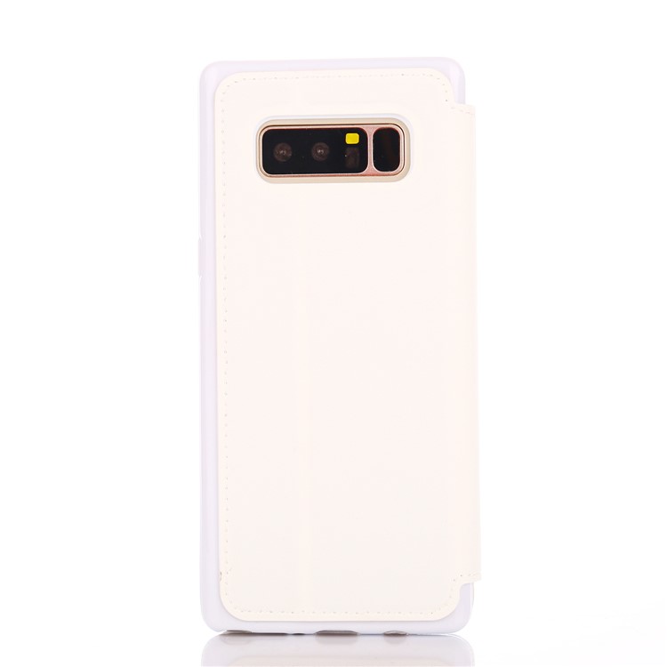 Stitching Rhombus Crown Card Holder Leather Flip Case for Samsung Galaxy Note 8 N950 - White-3