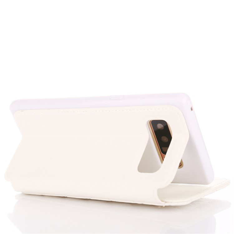Stitching Rhombus Crown Card Holder Leather Flip Case for Samsung Galaxy Note 8 N950 - White-4