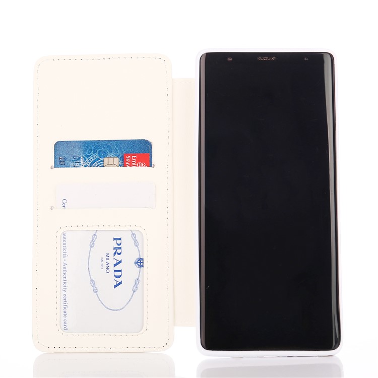 Stitching Rhombus Crown Card Holder Leather Flip Case for Samsung Galaxy Note 8 N950 - White-5