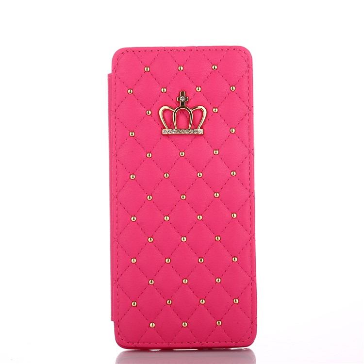 Stitching Rhombus Crown Card Slots Leather Phone Casing for Samsung Galaxy Note 8 N950 - Rose-2