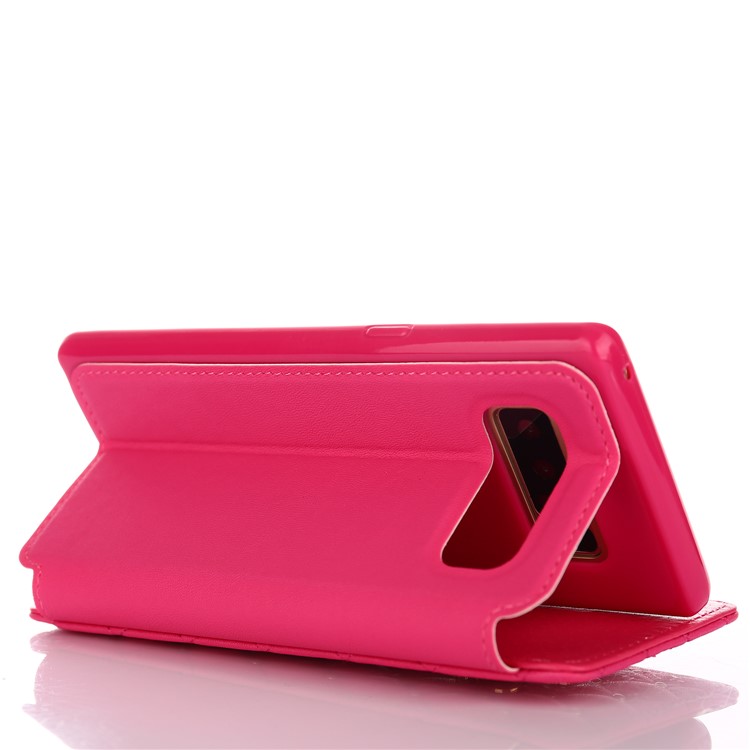 Stitching Rhombus Crown Card Slots Leather Phone Casing for Samsung Galaxy Note 8 N950 - Rose-4