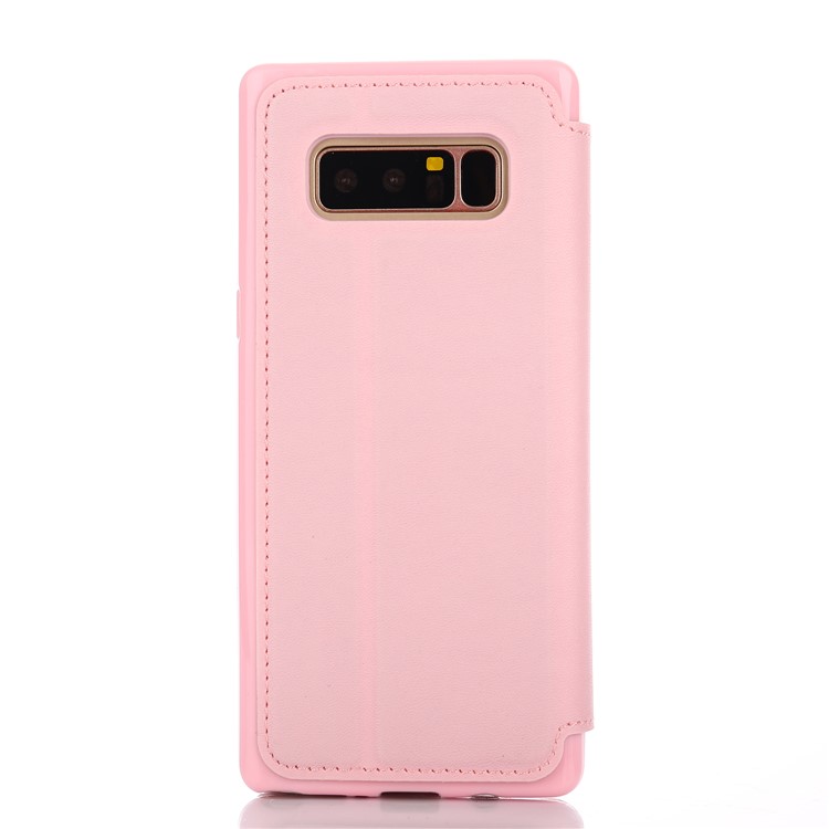 Stitching Rhombus Crown Stand Leather Mobile Shell Case for Samsung Galaxy Note 8 N950 - Pink-3