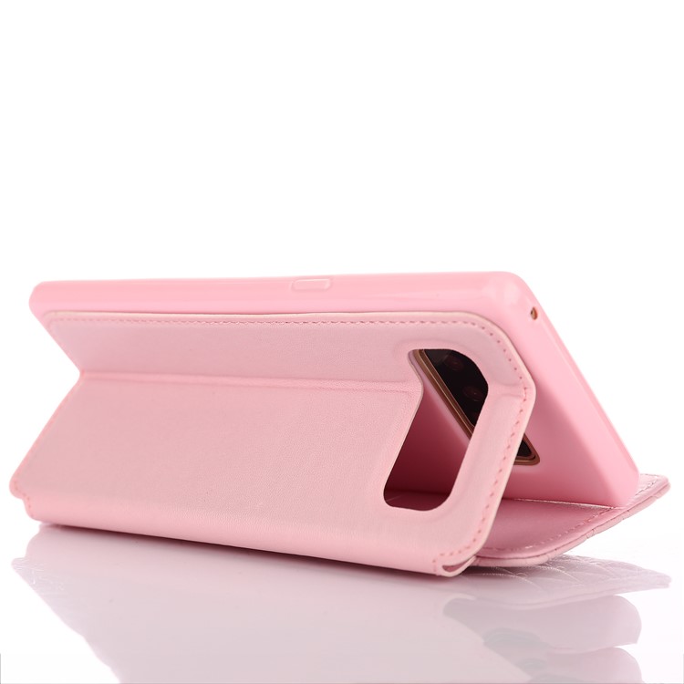 Stitching Rhombus Crown Stand Leather Mobile Shell Case for Samsung Galaxy Note 8 N950 - Pink-5