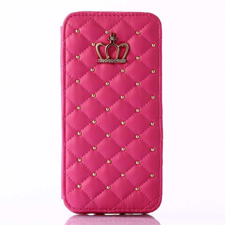Crown Grid Pattern Leather Card Holder Stand Phone Case for Samsung Galaxy S8 G950 - Rose-2