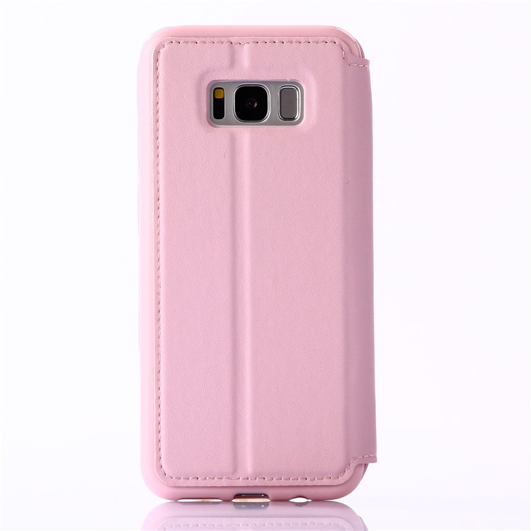 Crown Grid Pattern Stand Leather Mobile Case with Card Slots for Samsung Galaxy S8 G950 - Pink-3