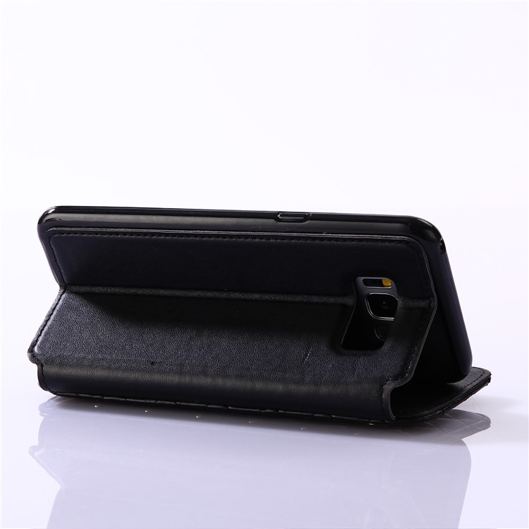 Stitching Rhombus Crown Card Slots Stand Leather Case for Samsung Galaxy S8+ G955 - Black-4