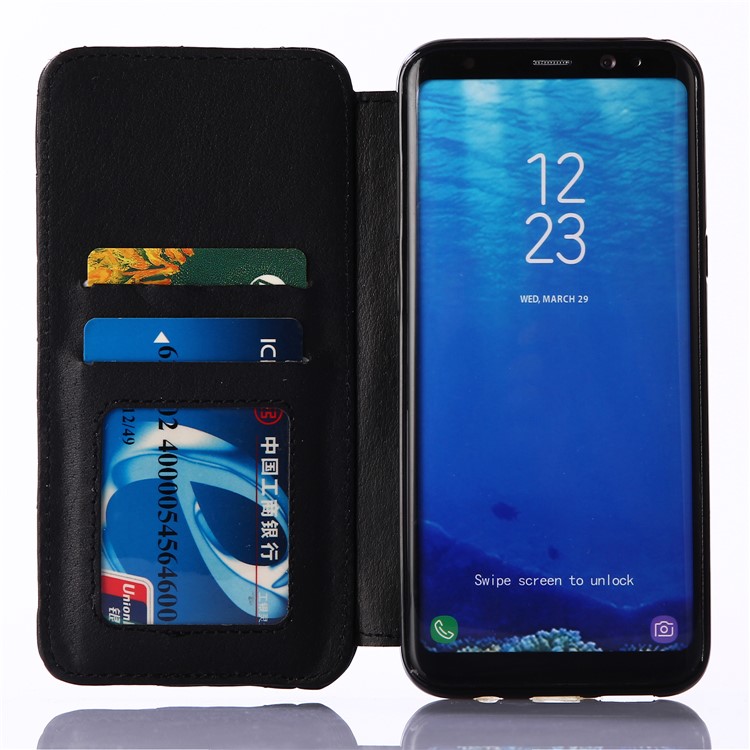 Stitching Rhombus Crown Card Slots Stand Leather Case for Samsung Galaxy S8+ G955 - Black-5
