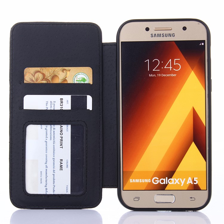 Stitching Rhombus Crown Card Slots Stand Leather Casing for Samsung Galaxy A5 (2017) A520F - Black-5