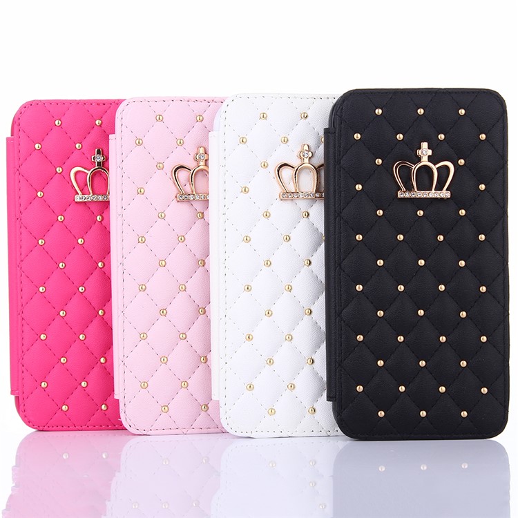 Stitching Rhombus Crown Card Slots Stand Leather Casing for Samsung Galaxy A5 (2017) A520F - Black-6