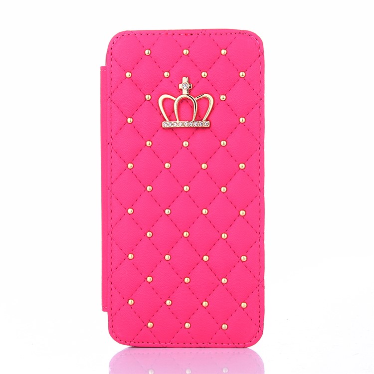 Stitching Rhombus Crown Card Slots Leather Phone Shell for Samsung Galaxy A5 (2017) A520F - Rose-2