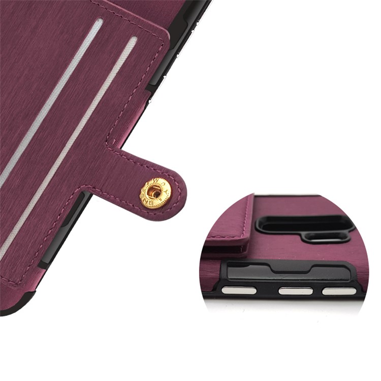 SHOUHUSHEN for Samsung Galaxy S9+ G965 Brushed Card Slots PU Leather Coated Hard Back Case - Wine Red-13