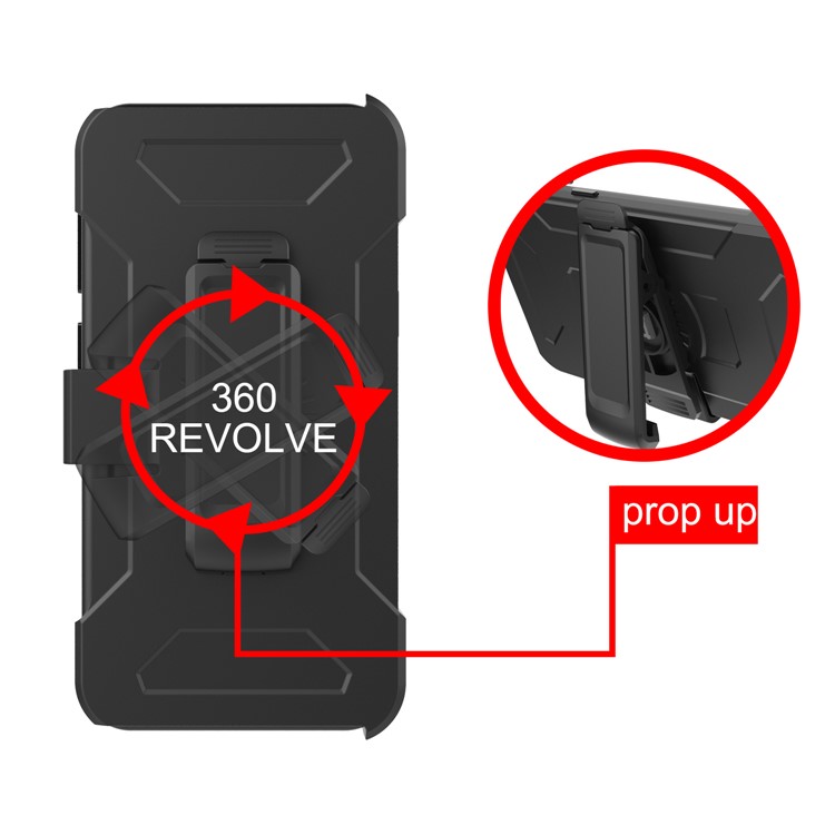 Heavy Duty Rugged PC Silicone Hybrid Belt Clip Rotary Kickstand Case for Samsung Galaxy S9 SM-G960 - Black-6