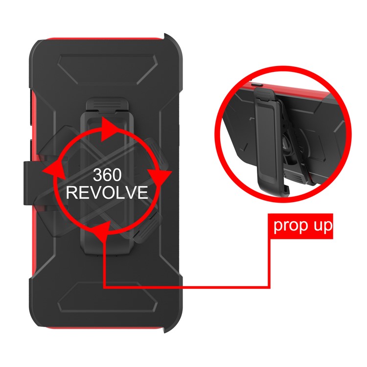 Heavy Duty Rugged PC Silicone Hybrid Belt Clip Rotary Kickstand Cover for Samsung Galaxy S9 SM-G960 - Red-6