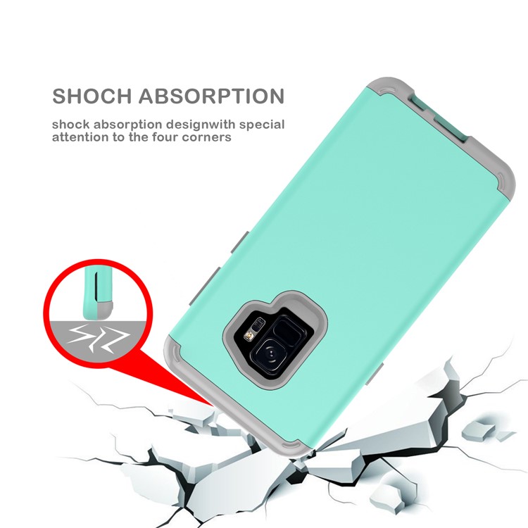 Heavy Duty Rugged PC Silicone Hybrid Belt Clip Rotary Kickstand Casing for Samsung Galaxy S9 SM-G960 - Cyan-5