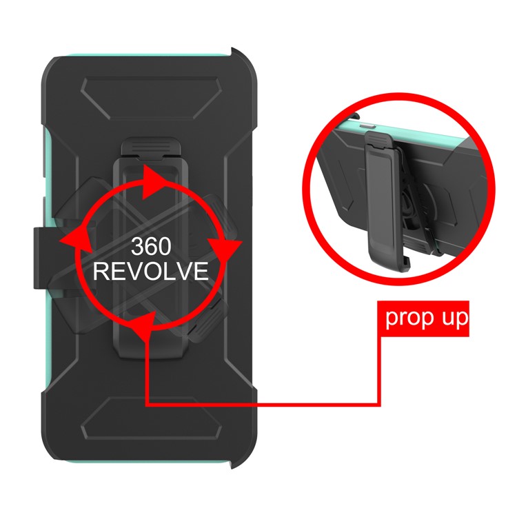 Heavy Duty Rugged PC Silicone Hybrid Belt Clip Rotary Kickstand Casing for Samsung Galaxy S9 SM-G960 - Cyan-6