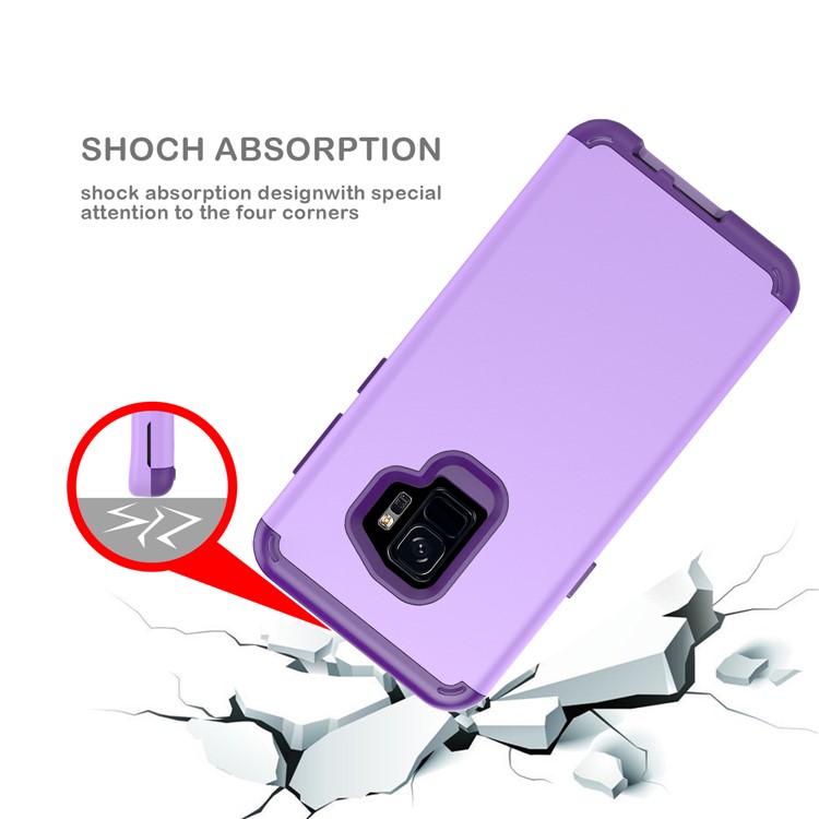 Heavy Duty Rugged PC Silicone Hybrid Belt Clip Rotary Kickstand Mobile Phone Case for Samsung Galaxy S9 SM-G960 - Light Purple-4