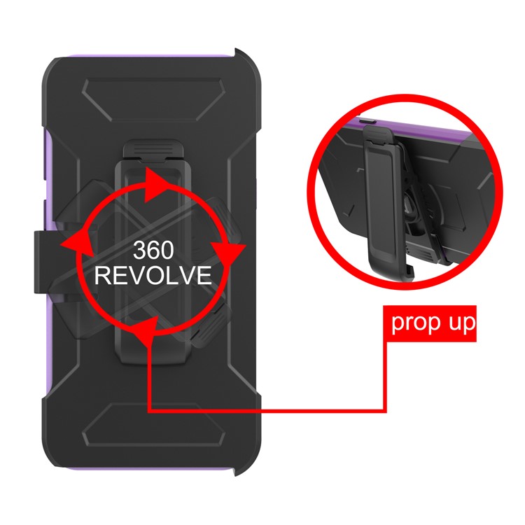 Heavy Duty Rugged PC Silicone Hybrid Belt Clip Rotary Kickstand Mobile Phone Case for Samsung Galaxy S9 SM-G960 - Light Purple-7