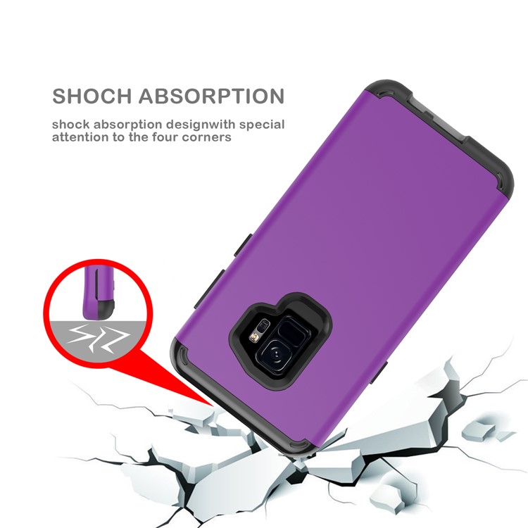Heavy Duty Rugged PC Silicone Hybrid Belt Clip Rotary Kickstand Cell Phone Case for Samsung Galaxy S9 SM-G960 - Dark Purple-5