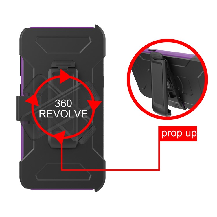 Heavy Duty Rugged PC Silicone Hybrid Belt Clip Rotary Kickstand Cell Phone Case for Samsung Galaxy S9 SM-G960 - Dark Purple-6