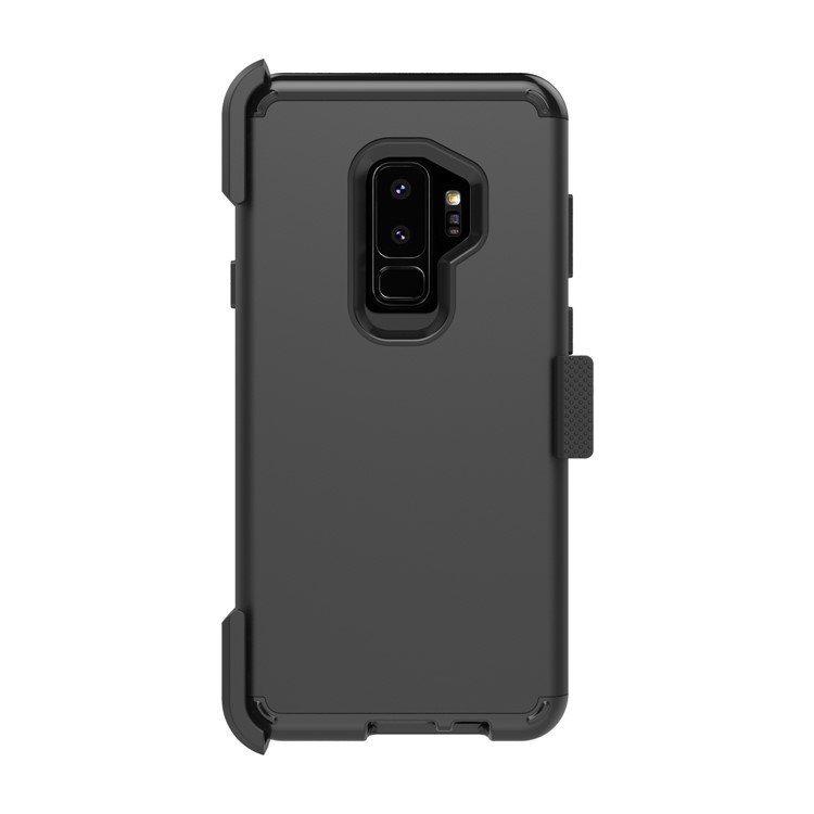 Revolving Kickstand Belt Clip Heavy Duty PC + Silicone Hybrid Case for Samsung Galaxy S9 Plus G965 - Black-3