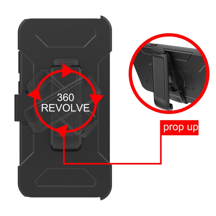 Revolving Kickstand Belt Clip Heavy Duty PC + Silicone Hybrid Case for Samsung Galaxy S9 Plus G965 - Black-7