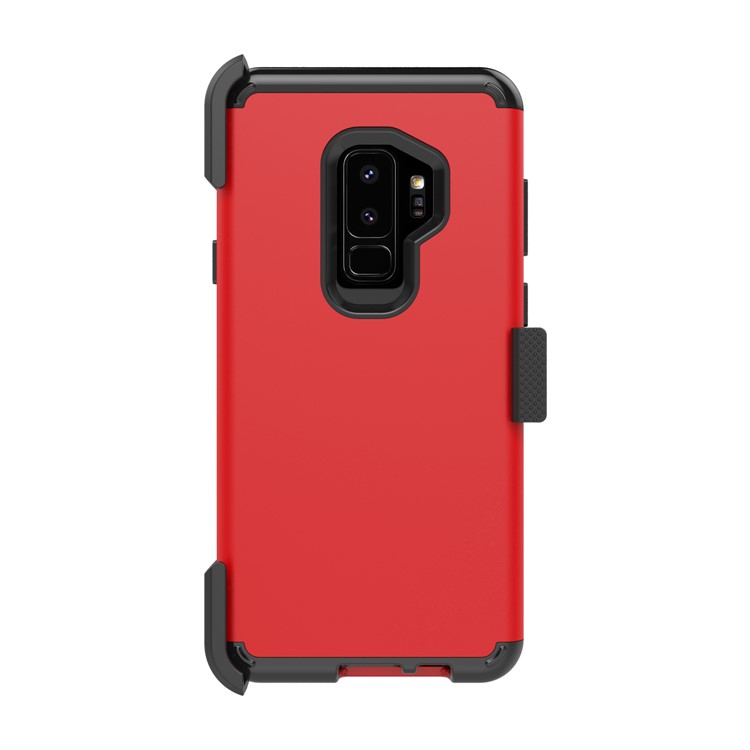 Revolving Kickstand Belt Clip Heavy Duty PC + Silicone Hybrid Cover for Samsung Galaxy S9 Plus G965 - Red-3