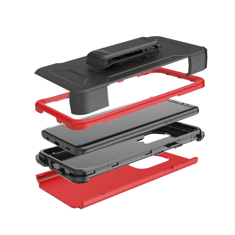 Revolving Kickstand Belt Clip Heavy Duty PC + Silicone Hybrid Cover for Samsung Galaxy S9 Plus G965 - Red-6