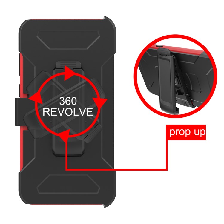 Revolving Kickstand Belt Clip Heavy Duty PC + Silicone Hybrid Cover for Samsung Galaxy S9 Plus G965 - Red-7