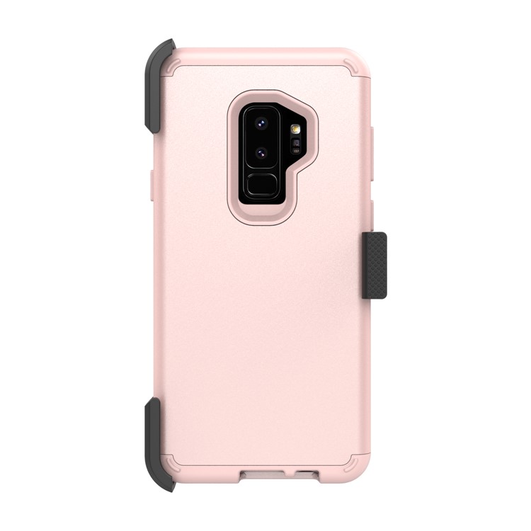 Revolving Kickstand Belt Clip Heavy Duty PC + Silicone Combo Case for Samsung Galaxy S9+ G965 - Rose Gold-3