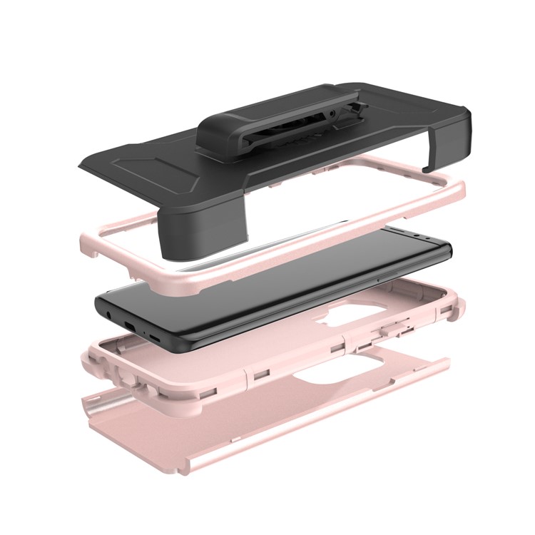 Revolving Kickstand Belt Clip Heavy Duty PC + Silicone Combo Case for Samsung Galaxy S9+ G965 - Rose Gold-6