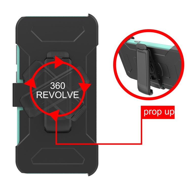 Revolving Kickstand Belt Clip Heavy Duty PC + Silicone Phone Casing for Samsung Galaxy S9 Plus G965 - Cyan-7