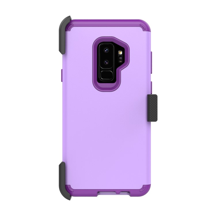Heavy Duty PC + Silicone Mobile Shell for Samsung Galaxy S9 Plus G965 with Revolving Kickstand Belt Clip - Light Purple-3