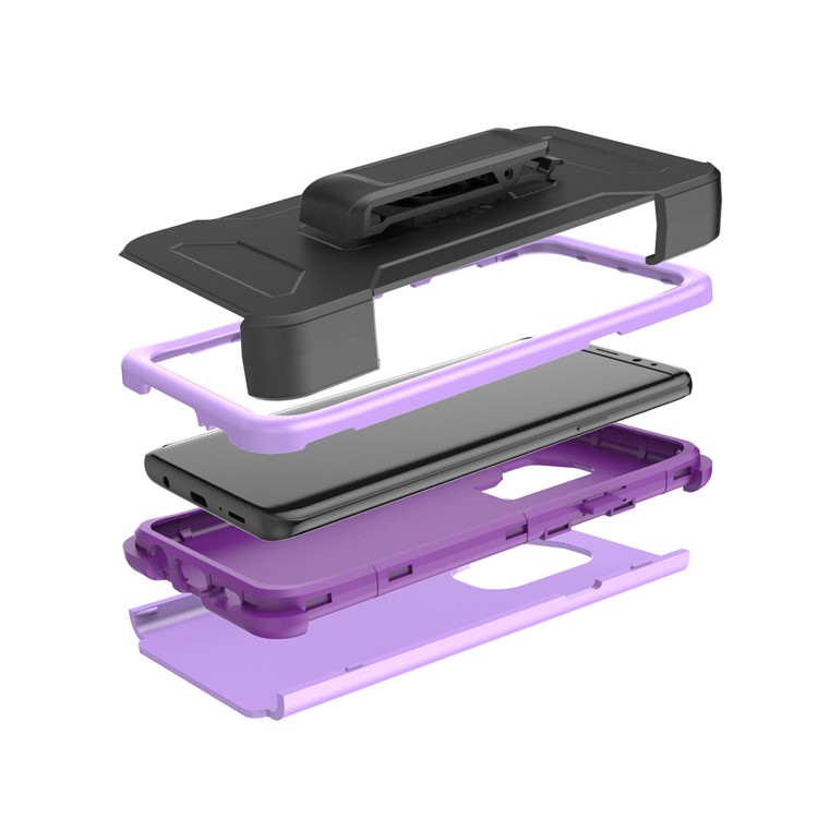 Heavy Duty PC + Silicone Mobile Shell for Samsung Galaxy S9 Plus G965 with Revolving Kickstand Belt Clip - Light Purple-6