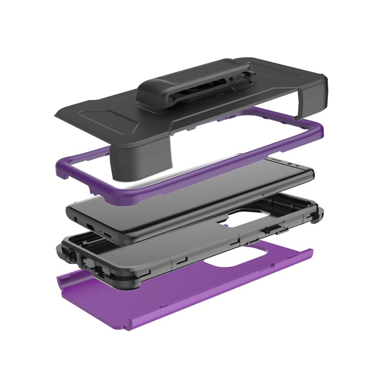 Heavy Duty PC + Silicone Hybrid Case for Samsung Galaxy S9 Plus G965 with Revolving Kickstand Belt Clip - Dark Purple-6
