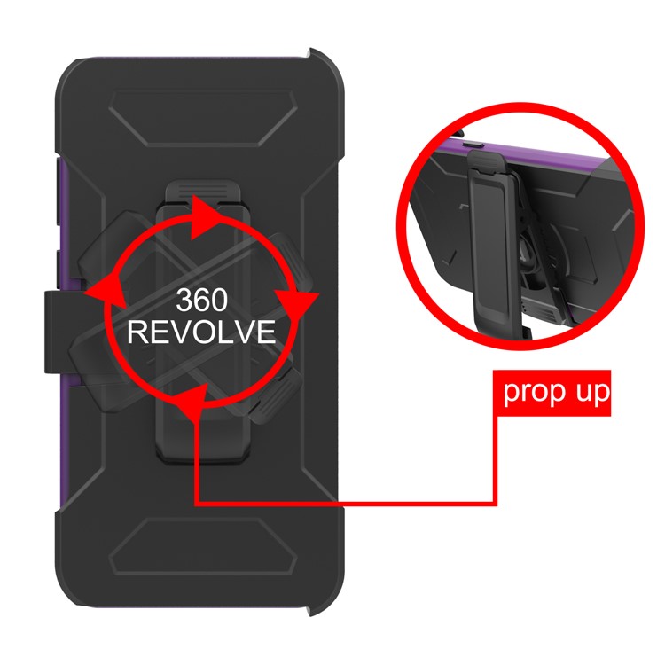 Heavy Duty PC + Silicone Hybrid Case for Samsung Galaxy S9 Plus G965 with Revolving Kickstand Belt Clip - Dark Purple-7